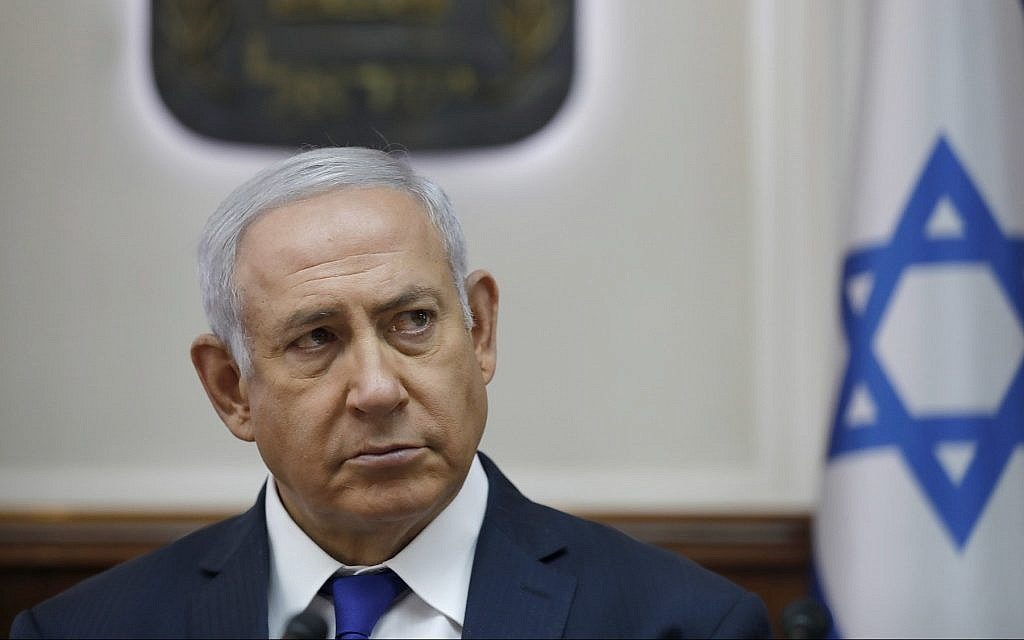 In this October 7, 2018 file photo, Prime Minister Benjamin Netanyahu attends the weekly cabinet meeting at his office in Jerusalem. (Abir Sultan/Pool via AP, File) In this October 7, 2018 file photo, Prime Minister Benjamin Netanyahu attends the weekly cabinet meeting at his office in Jerusalem. (Abir Sultan/Pool via AP, File)