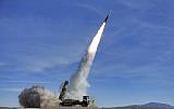 In this photo provided on November 5, 2018, by the Iranian Army, a Sayyad 2 missile is fired by the Talash air defense system during drills in an undisclosed location in Iran. (Iranian Army/AP)