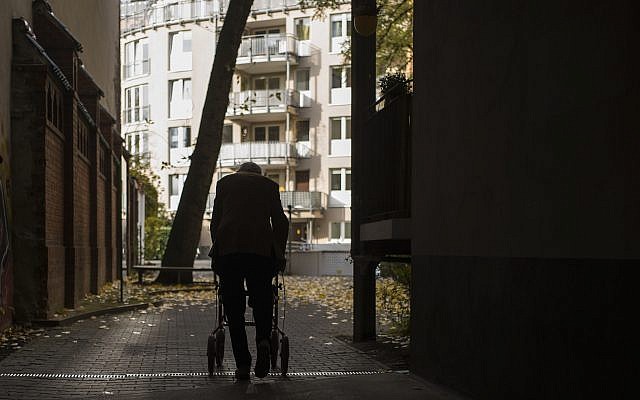 In this Nov. 5, 2018 photo Walter Frankenstein born in 1924, witness of the Nov. 9, 1938 terror against Jews in Berlin and one of the few survivors of Auerbach'sches Waisenhaus orphanage arrives at the orphanage memorial site for an interview with the Associated Press in Berlin. (AP/Markus Schreiber) In this Nov. 5, 2018 photo Walter Frankenstein born in 1924, witness of the Nov. 9, 1938 terror against Jews in Berlin and one of the few survivors of Auerbach'sches Waisenhaus orphanage arrives at the orphanage memorial site for an interview with the Associated Press in Berlin. (AP/Markus Schreiber)