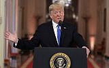 US President Donald Trump speaks during a news conference in the East Room of the White House, in Washington, November 7, 2018. (Evan Vucci/AP)