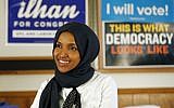 Democrat Ilhan Omar on November 7, 2018, in Minneapolis after winning Minnesota's 5th Congressional District race in the 2018 US midterm elections. (AP Photo/Jim Mone)