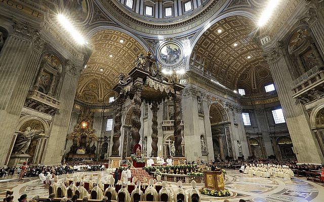 Pope Francis celebrates a mass in St. Peter basilica at the Vatican, November 18, 2018. (Andrew Medichini/AP)