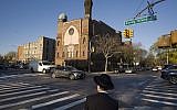 A Jewish boy outside Yeshivah of Flatbush in the Brooklyn borough of New York, April 26, 2018. (AP/Mark Lennihan)