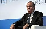 Russian Foreign Minister Sergey Lavrov attends the Mediterranean dialogues conference in Rome, Friday, Nov. 23, 2018. (AP Photo/Alessandra Tarantino)