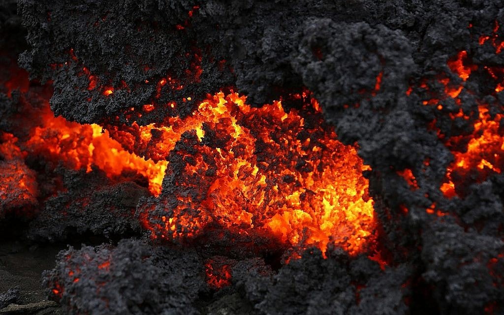 A close up of lava from an eruption on Holuhraun, northwest of the Dyngjujoekull glacier in Iceland, Monday, Sept. 1, 2014. (AP Photo/Eggert Johannesson)