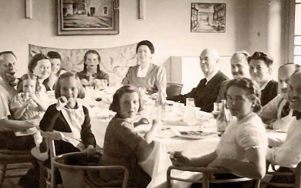 A family of Jewish immigrants at a meal in their new Ecuadorian home in the 1940s. (Courtesy Eva Zelig)