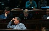 Yesh Atid MK Elazar Stern sits in the Knesset during a meeting of the Knesset in Jerusalem on January 14, 2014. (Yonatan Sindel/Flash90)