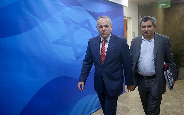 Likud ministers Yuval Steinitz and Ze'ev Elkin (R) arrive to the weekly cabinet meeting at the Prime Minister's Office in Jerusalem on September 27, 2016. (Marc Israel Sellem/Pool/Flash90) Likud ministers Yuval Steinitz and Ze'ev Elkin (R) arrive to the weekly cabinet meeting at the Prime Minister's Office in Jerusalem on September 27, 2016. (Marc Israel Sellem/Pool/Flash90)