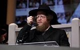 Rabbi Sholom Ber Sorotzkin speaks during a conference of the Ateret Shlomo Torah network in Holon, Israel on October 26, 2016. (Yaakov Naumi/Flash90 )