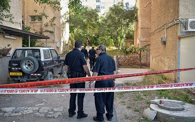Illustrative: Police at a crime scene. (Basel Awidat/Flash90)