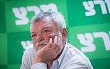 Meretz parliament member Ilan Gilon at faction meeting in the Knesset, on May 28, 2018. (Miriam Alster/Flash90)