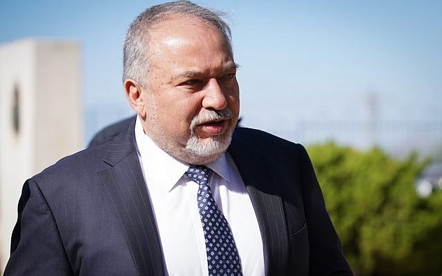 Defense Minister Avigdor Liberman in the northern West Bank settlement of Ariel on October 30, 2018. (Hillel Maeir/Flash90) Defense Minister Avigdor Liberman in the northern West Bank settlement of Ariel on October 30, 2018. (Hillel Maeir/Flash90)