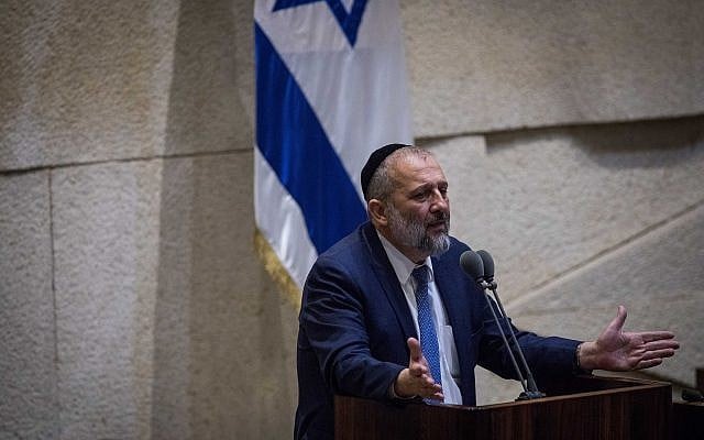 Shas party leader and Interior Minister Aryeh Deri speaks in the Knesset on November 19, 2018. (Hadas Parush/Flash90) Shas party leader and Interior Minister Aryeh Deri speaks in the Knesset on November 19, 2018. (Hadas Parush/Flash90)