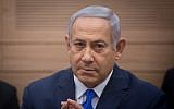 Prime Minister Benjamin Netanyahu attends a Foreign Affairs and Defense Committee meeting at the Knesset, November 19, 2018. (Miriam Alster/Flash90)