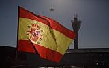 A Spanish flag shown near Estremera, in Madrid province, December 19, 2018. (Pablo Blazquez Dominguez/Getty Images/via JTA)
