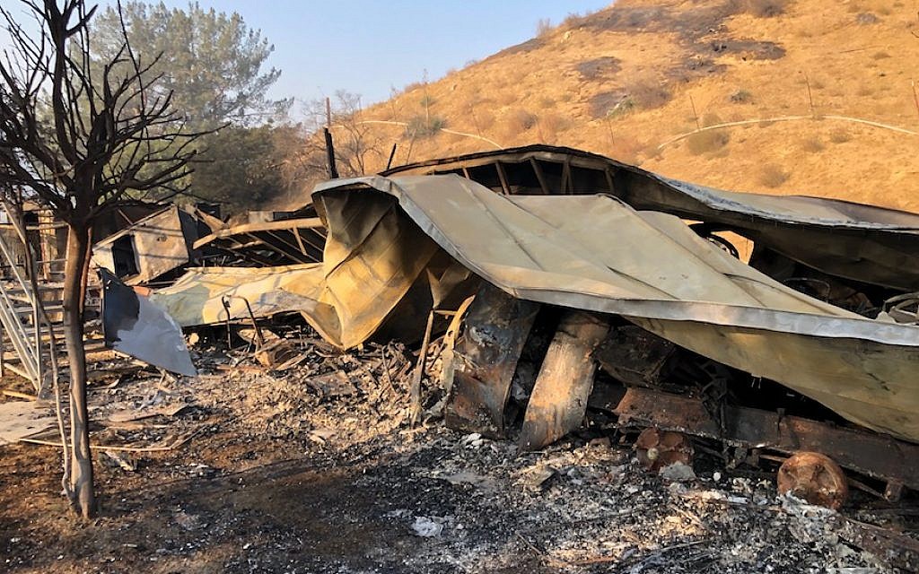 A view of the Ilan Ramon Day School in Agoura, California, after the fire. (Courtesy of Yuri Hronsky/via JTA)