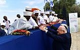 President Reuven Rivlin greets the Ethiopian elders at the Sigd celebration in Jerusalem on Nov. 7, 2018. (Kobi Gideon/GPO)