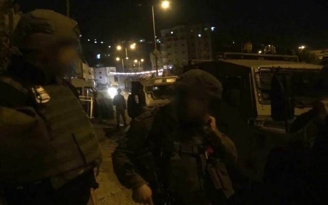 Illustrative: Israeli security forces arrest a number of Hamas members in the West Bank suspected of planning bombing attacks on Israeli targets on September 23, 2018. (Screen capture: Shin Bet security service) Illustrative: Israeli security forces arrest a number of Hamas members in the West Bank suspected of planning bombing attacks on Israeli targets on September 23, 2018. (Screen capture: Shin Bet security service)