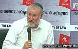 Attorney General Avichai Mandelblit speaks to students at Bar Ilan University on November 26, 2018. (Screen capture/Hadashot news)