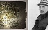 The silver cigarette case made by Jewish artist Chaim Klieger that was used to bribe Lodz Ghetto prison warden Salomon Hercberg, right, during the Holocaust.
