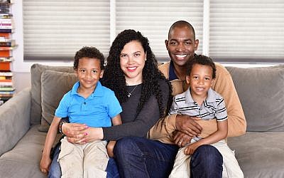 Lacey Schwartz Delgado with her husband Antonio and their two children Maxwell and Coltrane. (Courtesy of Antonio Delgado for Congress)
