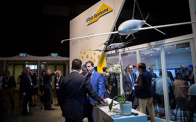A drone exhibit at the 5th International Homeland Security and Cyber Exhibition, Tel Aviv, November 13, 2018. (Miriam Alster/FLASH90) A drone exhibit at the 5th International Homeland Security and Cyber Exhibition, Tel Aviv, November 13, 2018. (Miriam Alster/FLASH90)