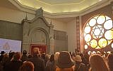 Some 1,000 guests attend the inauguration of Koenigsberg’s New Synagogue in Kaliningrad, Russia, November 8, 2018. (Cnaan Liphshiz/JTA)