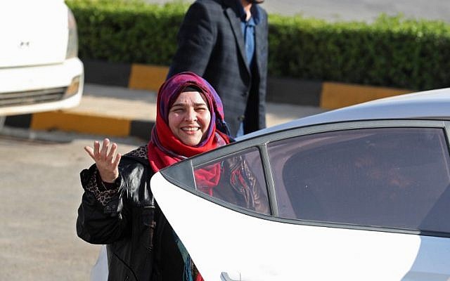 Nancy Roxana Papa, an 54-year-old Argentinian woman who was recently released after being kidnapped since 2016, speaks to the press at the Bab al-Hawa crossing with Turkey on October 30, 2018 ahead of being handed over to Turkish authorities. (OMAR HAJ KADOUR / AFP) Nancy Roxana Papa, an 54-year-old Argentinian woman who was recently released after being kidnapped since 2016, speaks to the press at the Bab al-Hawa crossing with Turkey on October 30, 2018 ahead of being handed over to Turkish authorities. (OMAR HAJ KADOUR / AFP)