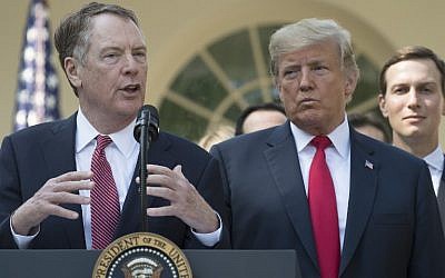 In this file photo taken on October 1, 2018 US Trade Rep. Robert Lighthizer speaks next to US President Donald Trump from the Rose Garden of the White House in Washington, DC. (Jim WATSON / AFP)