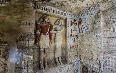 This picture taken on December 15, 2018 shows a view of a newly-discovered tomb belonging to the high priest "Wahtye" who served during the fifth dynasty reign of King Neferirkare (between 2500-2300 BC), at the Saqqara necropolis, 30 kilometres south of the Egyptian capital Cairo. (Khaled DESOUKI / AFP)