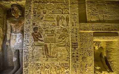 This picture taken on December 15, 2018 shows a view of a newly-discovered tomb belonging to the high priest "Wahtye" who served during the fifth dynasty reign of King Neferirkare (between 2500-2300 BC), at the Saqqara necropolis, 30 kilometres south of the Egyptian capital Cairo. (Khaled DESOUKI/AFP)
