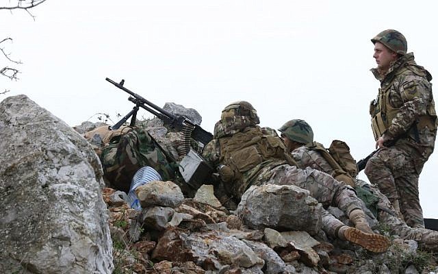Lebanese soldiers monitor the border with Israel near the southern Lebanese village of Meiss el-Jabal on December 16, 2018. (Mahmoud Zayyat/AFP) Lebanese soldiers monitor the border with Israel near the southern Lebanese village of Meiss el-Jabal on December 16, 2018. (Mahmoud Zayyat/AFP)