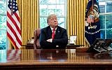US President Donald Trump in the Oval Office of the White House in Washington, DC, October 10, 2018. (SAUL LOEB/AFP)