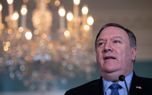 US Secretary of State Mike Pompeo speaks to the press at the State Department in Washington, DC, on December 13, 2018. (Nicholas Kamm/AFP) US Secretary of State Mike Pompeo speaks to the press at the State Department in Washington, DC, on December 13, 2018. (Nicholas Kamm/AFP)