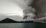The Anak (Child) Krakatoa volcano erupting, as seen from a ship on the Sunda Straits, on December 26, 2018 (STR / AFP)