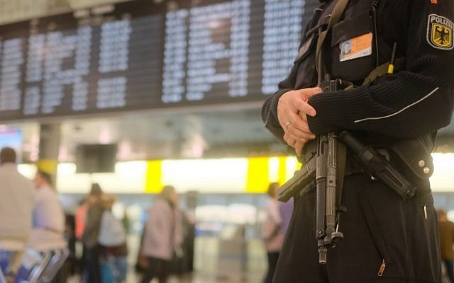 An armed police officer patrols at the airport in Hanover on December 29, 2018 after a security incident results in flight operations being temporarily suspended. (Clemens Heidrich/dpa/AFP) An armed police officer patrols at the airport in Hanover on December 29, 2018 after a security incident results in flight operations being temporarily suspended. (Clemens Heidrich/dpa/AFP)