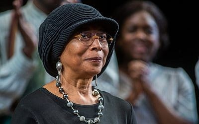 Alice Walker at the “The Color Purple” Broadway opening night at The Bernard B. Jacobs Theatre in New York City, December 10, 2015. (Mark Sagliocco/Getty Images/via JTA)