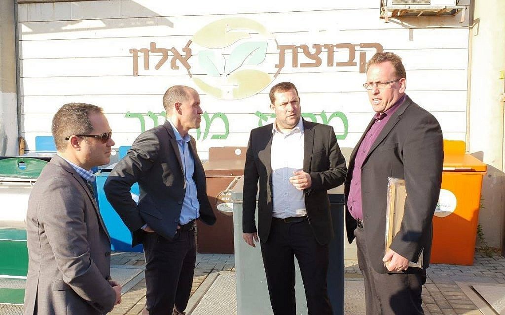 Airbnb's Head of Global Policy and Public Affairs Chris Lehane (2L) meets with Samaria Regional Council chairman Yossi Dagan (2R) in the northern West Bank on December 18, 2018. (Samaria Regional Council)