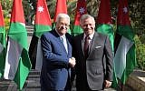 Jordanian King Abdullah and Palestinian Authority President Mahmoud Abbas meeting in Amman on December 18, 2018. (Credit: Wafa)
