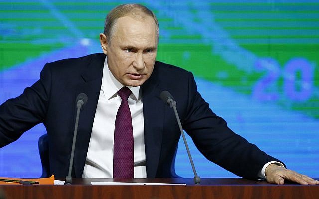 Russian President Vladimir Putin speaks during his annual news conference in Moscow, Russia, December 20, 2018. (AP Photo/Alexander Zemlianichenko) Russian President Vladimir Putin speaks during his annual news conference in Moscow, Russia, December 20, 2018. (AP Photo/Alexander Zemlianichenko)