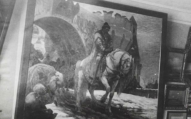 This undated photo shows the painting of Ivan the Terrible on exhibit in a museum in Ukraine. The museum said the work was a 1911 oil painting that had been stolen during Nazi occupation. (US Attorney’s Office in Washington via AP) This undated photo shows the painting of Ivan the Terrible on exhibit in a museum in Ukraine. The museum said the work was a 1911 oil painting that had been stolen during Nazi occupation. (US Attorney’s Office in Washington via AP)