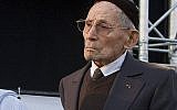 Georges Loinger during a ceremony to mark Israel's Holocaust Remembrance Day at the Place de la Nation, outside the UN headquarters in Geneva, Switzerland, April 20, 2009 (AP Photo/Keystone, Salvatore Di Nolfi)