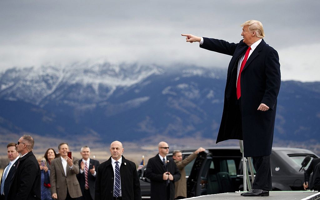 President Donald Trump arrives for a campaign rally at Bozeman Yellowstone International Airport on November 3, 2018, in Belgrade, Montana. (AP Photo/Evan Vucci) President Donald Trump arrives for a campaign rally at Bozeman Yellowstone International Airport on November 3, 2018, in Belgrade, Montana. (AP Photo/Evan Vucci)