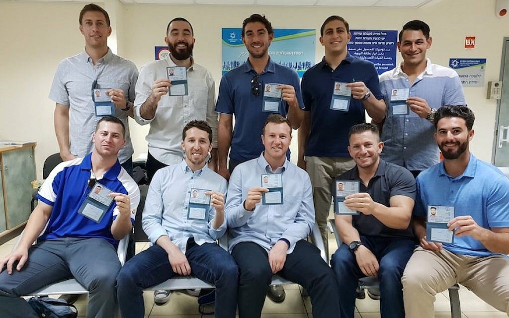 Ten baseball players are moving to Israel to represent the Jewish state in the 2020 Olympics. (Israel Baseball/via JTA)