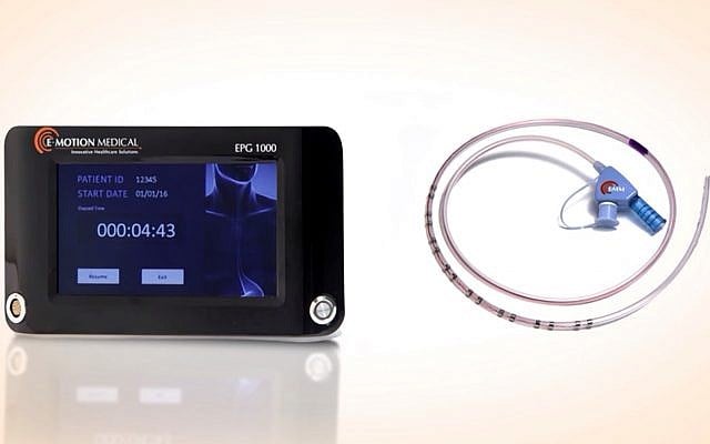 The tube developed by Israel's E-Motion Medical delivers patterns of electrical stimulation to the esophagus, imitating swallowing motions (Courtesy) The tube developed by Israel's E-Motion Medical delivers patterns of electrical stimulation to the esophagus, imitating swallowing motions (Courtesy)