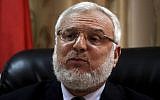 Palestinian Legislative Council Speaker Aziz Dweik at a press conference in the West Bank city of Ramallah. (Issam Rimawi/Flash90)