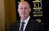 Regional Cooperation Minister Tzachi Hanegbi attends a press conference at the King David Hotel in Jerusalem on July 13, 2017, announcing a water agreement between Israel and the Palestinian Authority. (Yonatan Sindel/Flash90)