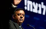 Avi Gabbay, leader of the Labor Party, at a conference marking the party's 50th anniversary in Tel Aviv, April 24, 2018. (Gili Yaari/FLASH90)