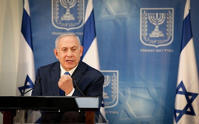 Prime Minister Benjamin Netanyahu speaks as he holds a press conference with IDF Chief of Staff Gadi Eisenkott at the defense headquarters in Tel Aviv, on December 4, 2018. (Noam Revkin Fenton/Flash90)