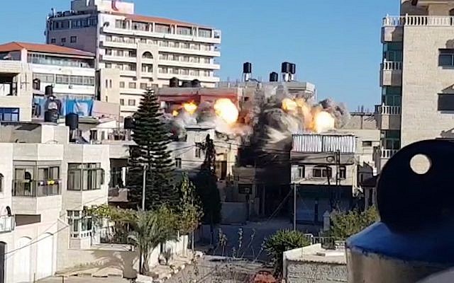 IDF demolishes the home of a Palestinian accused of killing an Israeli soldier, Ramallah, December 15, 2018 (IDF Spokesperson's Unit) IDF demolishes the home of a Palestinian accused of killing an Israeli soldier, Ramallah, December 15, 2018 (IDF Spokesperson's Unit)